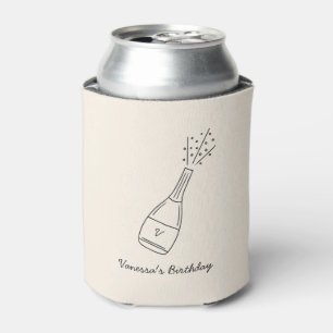 Bubbly Birthday Wishes Popping Champagne Bottle Can Cooler