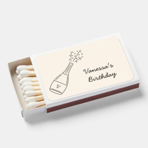 Bubbly Birthday Wishes Popping Champagne Bottle Matchboxes
