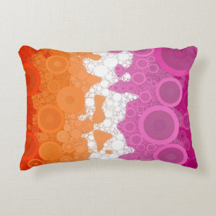 Bubbly Bohemian Groovy Abstract Lesbian Pride Flag Accent Pillow
