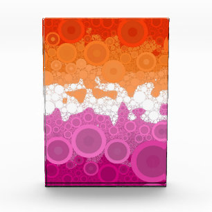 Bubbly Bohemian Groovy Abstract Lesbian Pride Flag Acrylic Award