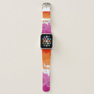 Bubbly Bohemian Groovy Abstract Lesbian Pride Flag Apple Watch Band