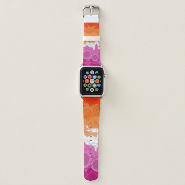 Bubbly Bohemian Groovy Abstract Lesbian Pride Flag Apple Watch Band (Front)