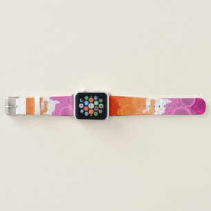 Bubbly Bohemian Groovy Abstract Lesbian Pride Flag Apple Watch Band