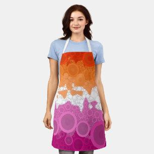 Bubbly Bohemian Groovy Abstract Lesbian Pride Flag Apron