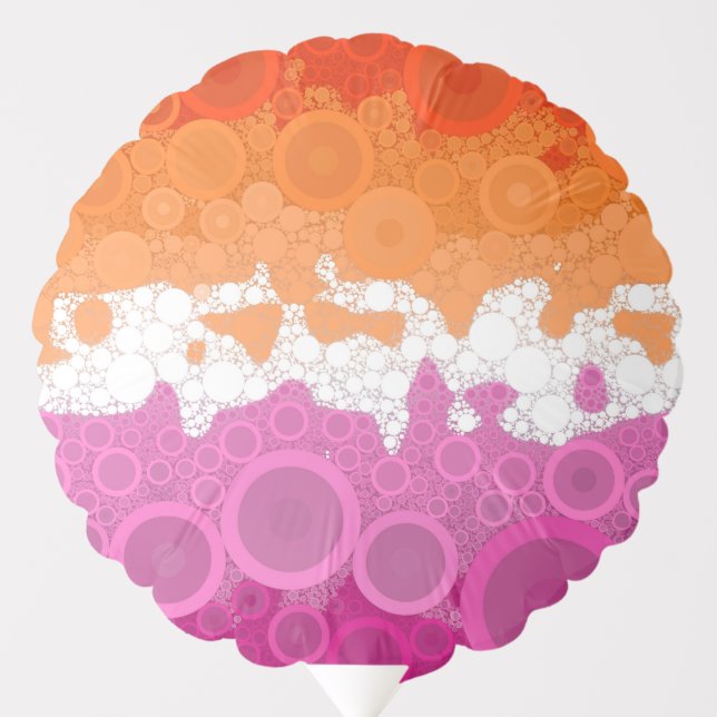 Bubbly Bohemian Groovy Abstract Lesbian Pride Flag Balloon (Front)