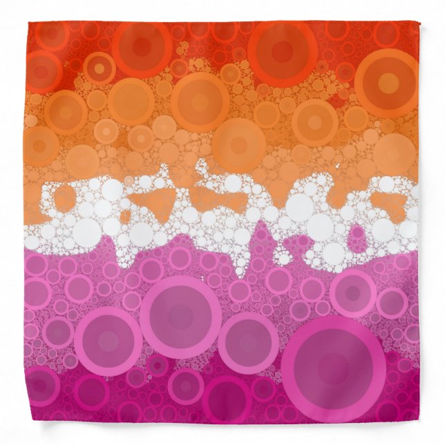Bubbly Bohemian Groovy Abstract Lesbian Pride Flag Bandana (Front)