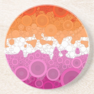 Bubbly Bohemian Groovy Abstract Lesbian Pride Flag Coaster