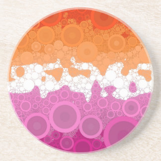 Bubbly Bohemian Groovy Abstract Lesbian Pride Flag Coaster