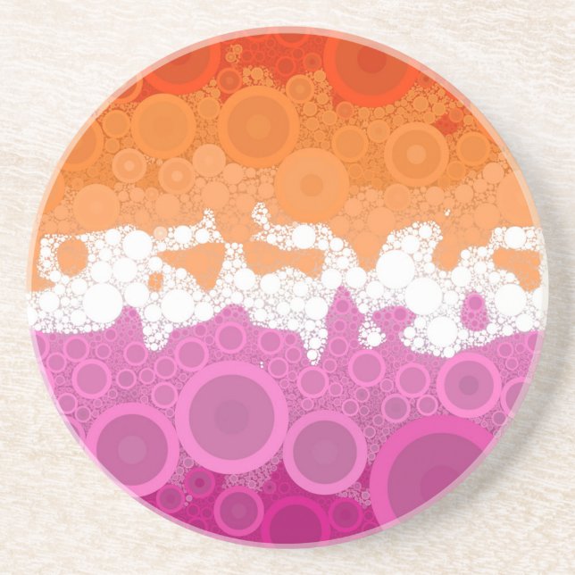 Bubbly Bohemian Groovy Abstract Lesbian Pride Flag Coaster (Front)
