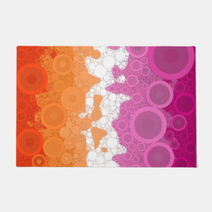 Bubbly Bohemian Groovy Abstract Lesbian Pride Flag Doormat