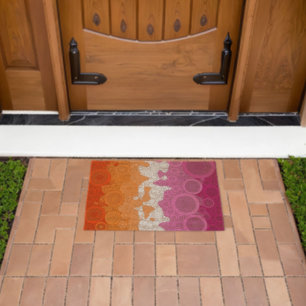 Bubbly Bohemian Groovy Abstract Lesbian Pride Flag Fiber Doormat