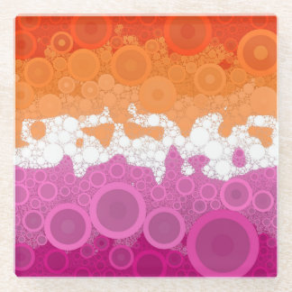 Bubbly Bohemian Groovy Abstract Lesbian Pride Flag Glass Coaster