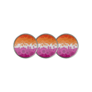 Bubbly Bohemian Groovy Abstract Lesbian Pride Flag Golf Ball Marker