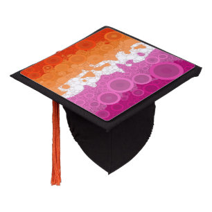 Bubbly Bohemian Groovy Abstract Lesbian Pride Flag Graduation Cap Topper