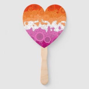 Bubbly Bohemian Groovy Abstract Lesbian Pride Flag Hand Fan