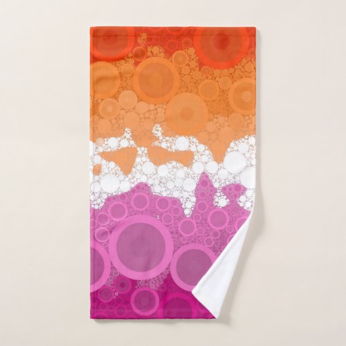 Bubbly Bohemian Groovy Abstract Lesbian Pride Flag Hand Towel