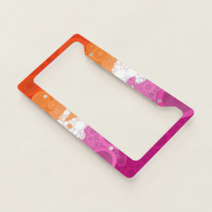 Bubbly Bohemian Groovy Abstract Lesbian Pride Flag License Plate Frame