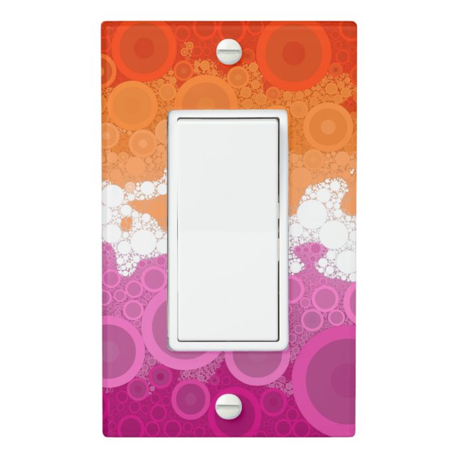 Bubbly Bohemian Groovy Abstract Lesbian Pride Flag Light Switch Cover (In Situ)