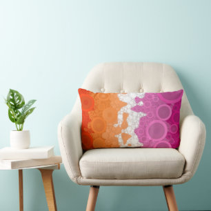 Bubbly Bohemian Groovy Abstract Lesbian Pride Flag Lumbar Pillow