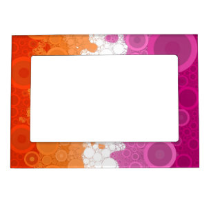 Bubbly Bohemian Groovy Abstract Lesbian Pride Flag Magnetic Frame