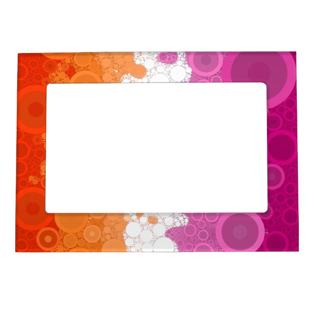 Bubbly Bohemian Groovy Abstract Lesbian Pride Flag Magnetic Frame (Front)