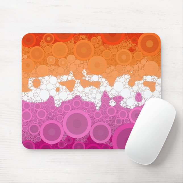 Bubbly Bohemian Groovy Abstract Lesbian Pride Flag Mouse Pad (With Mouse)