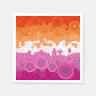 Bubbly Bohemian Groovy Abstract Lesbian Pride Flag Napkins