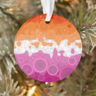 Bubbly Bohemian Groovy Abstract Lesbian Pride Flag Ornament