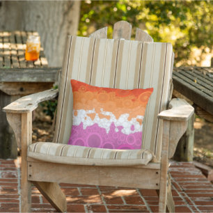 Bubbly Bohemian Groovy Abstract Lesbian Pride Flag Outdoor Pillow