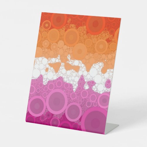 Bubbly Bohemian Groovy Abstract Lesbian Pride Flag Pedestal Sign Bubbly Bohemian Groovy Abstract Lesbian Pride Flag Pedestal Sign