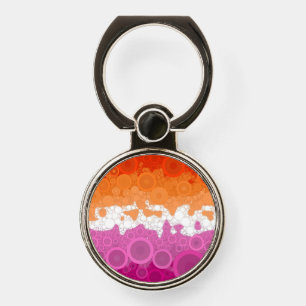 Bubbly Bohemian Groovy Abstract Lesbian Pride Flag Phone Ring Stand