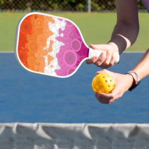 Bubbly Bohemian Groovy Abstract Lesbian Pride Flag Pickleball Paddle