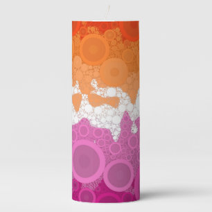 Bubbly Bohemian Groovy Abstract Lesbian Pride Flag Pillar Candle