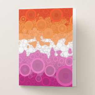 Bubbly Bohemian Groovy Abstract Lesbian Pride Flag Pocket Folder