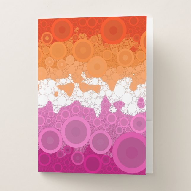 Bubbly Bohemian Groovy Abstract Lesbian Pride Flag Pocket Folder (Front)