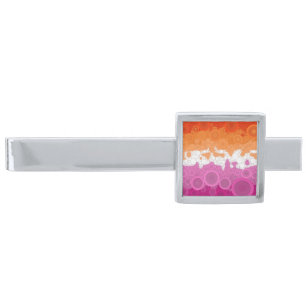 Bubbly Bohemian Groovy Abstract Lesbian Pride Flag Silver Finish Tie Bar