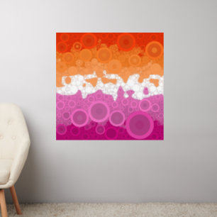 Bubbly Bohemian Groovy Abstract Lesbian Pride Flag Wall Decal