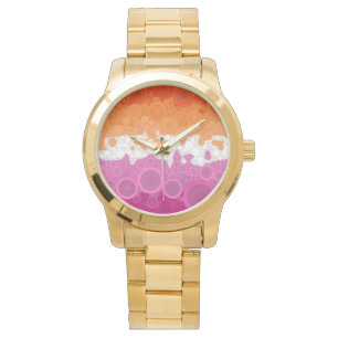 Bubbly Bohemian Groovy Abstract Lesbian Pride Flag Watch