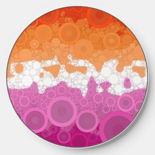 Bubbly Bohemian Groovy Abstract Lesbian Pride Flag Wireless Charger