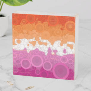 Bubbly Bohemian Groovy Abstract Lesbian Pride Flag Wooden Box Sign