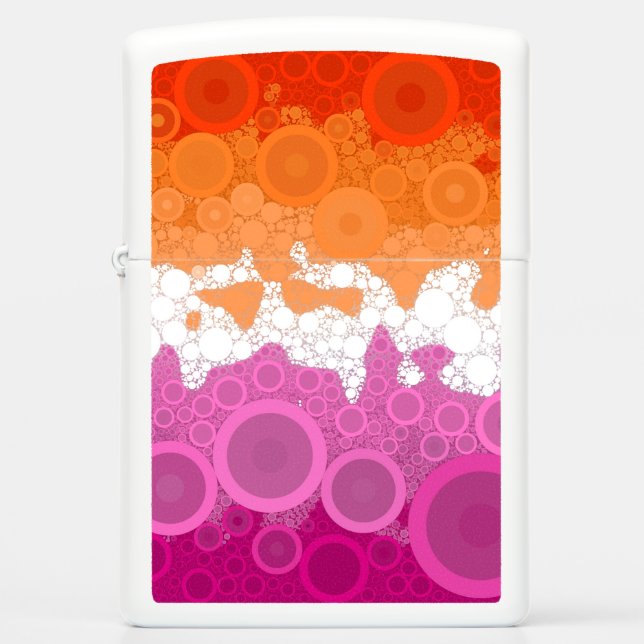 Bubbly Bohemian Groovy Abstract Lesbian Pride Flag Zippo Lighter (Front)