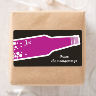 Bubbly Bottle New Year Holiday Gift Tag Sticker