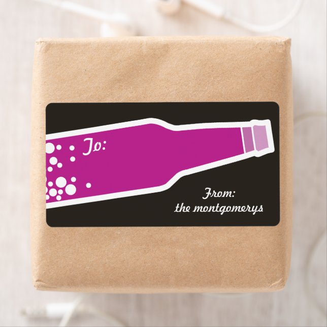 Bubbly Bottle New Year Holiday Gift Tag Sticker (Insitu)
