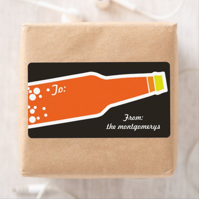Bubbly Bottle New Year Holiday Gift Tag Sticker (Insitu)