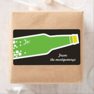Bubbly Bottle New Year Holiday Gift Tag Sticker