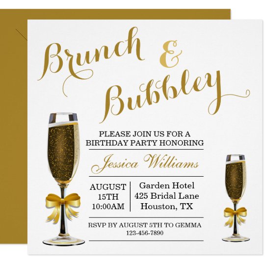 Bubbly & Brunch Birthday Party Invitation