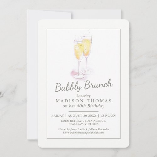 Bubbly brunch champagne bubbles event invitation