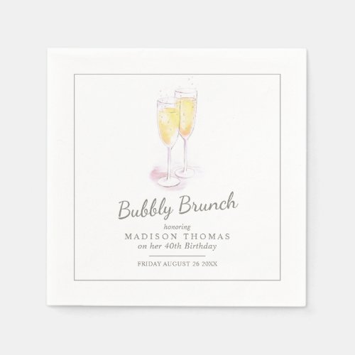 Bubbly brunch champagne bubbles event napkins