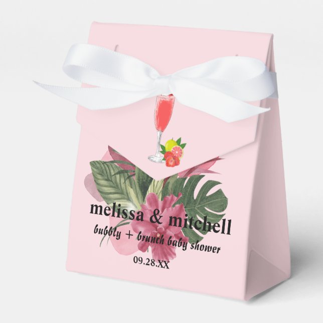 Bubbly brunch mimosa baby shower thank you favor boxes (Front Side)