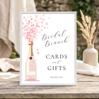 Bubbly Brunch Pink Cards Gifts Bridal Shower Sign